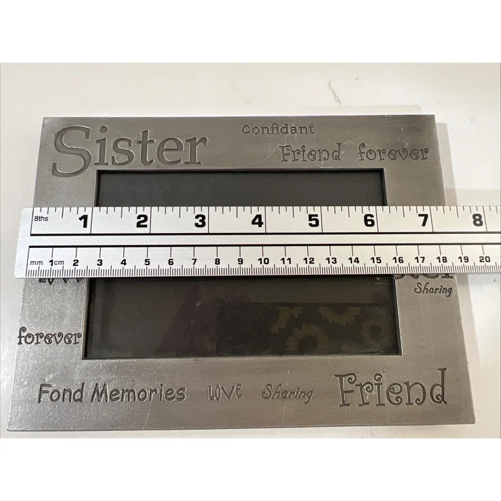 Lot Of 2 Picture Frames Silver 4x6‎ Sisters Memories  Best Friends Family Photos